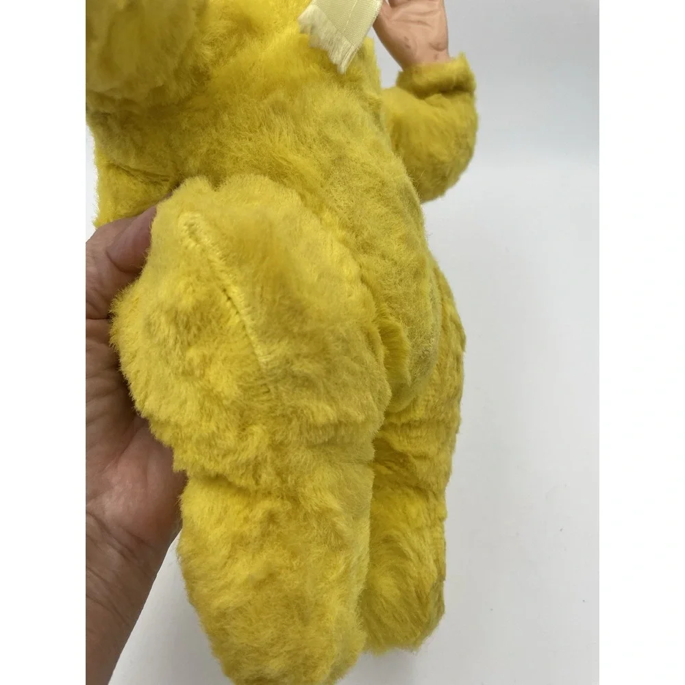 Vintage Rubber Sweet Face Baby Doll Yellow‎ Suit Brown Hair Moving Arms Rushton?